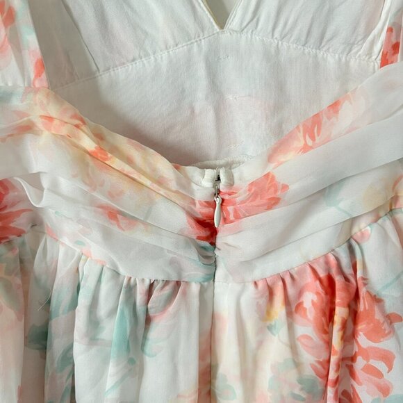 Abercrombie & Fitch Flirty Drama Ruffle Mini Dress Pastel Floral Size Large - Picture 9 of 11